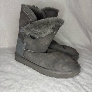 UGG Charcoal Gray Shearling-Lined Short Boots